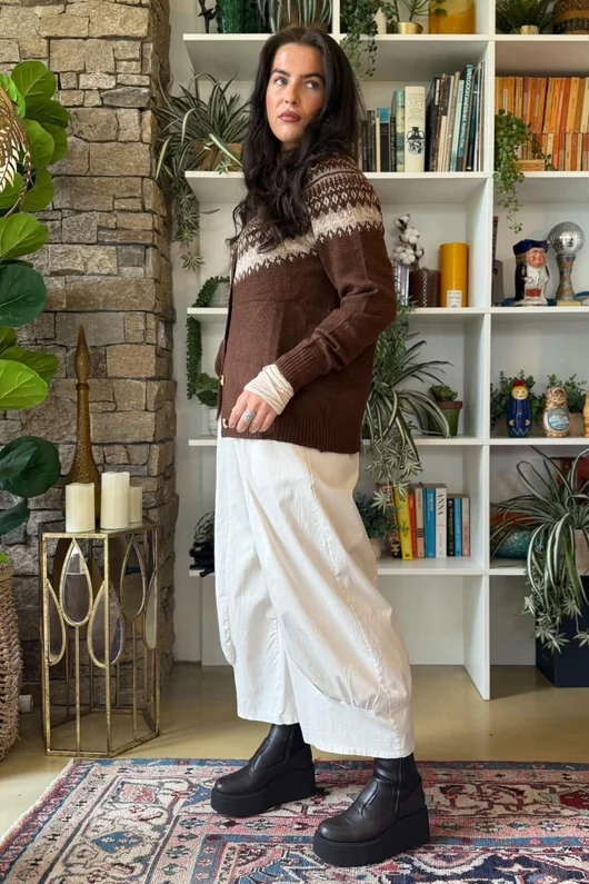 Ferguson Fair Isle Cardigan Chestnut